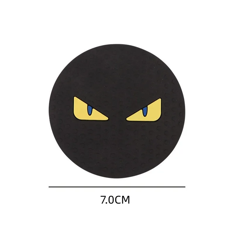 1Pair Car Water Coasters Cartoon Cute Monster Non-slip Insulation Pad Silicone Round Cup Groove Mat Car Interior Accessories