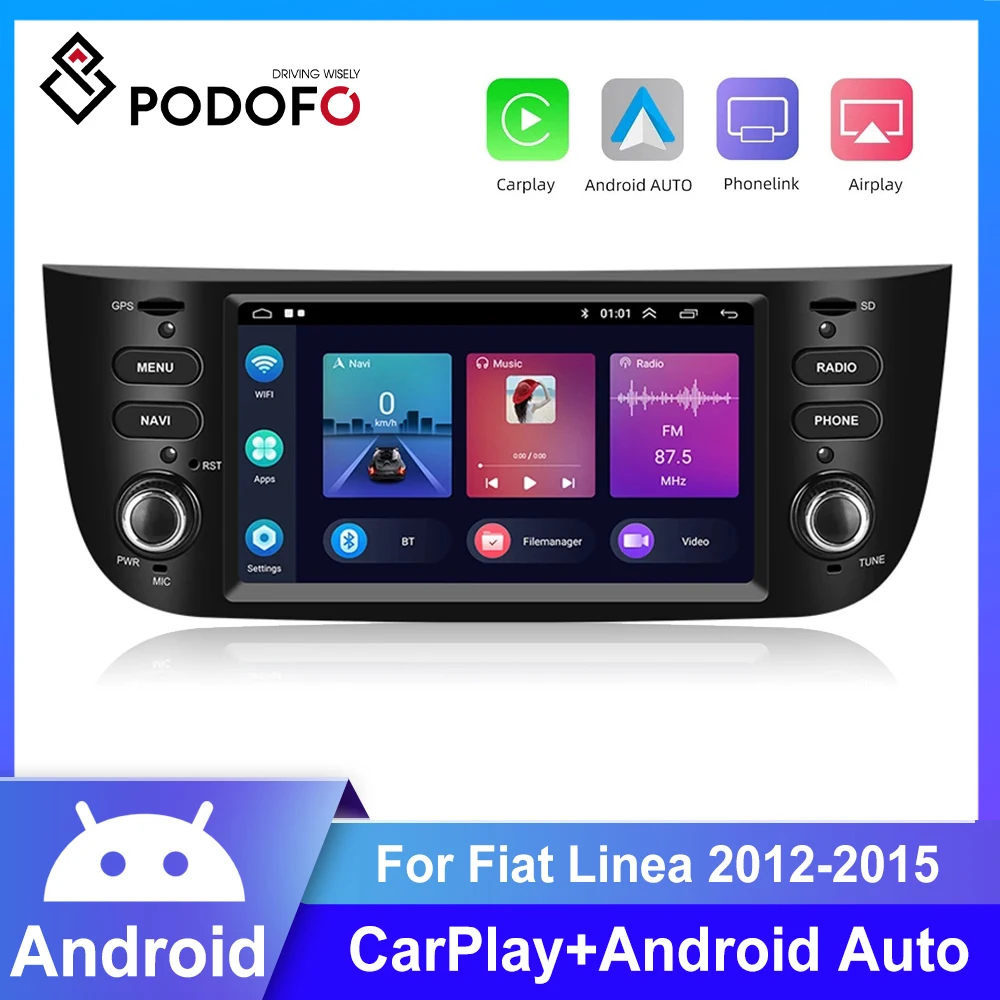 Podofo Android 2 Din Autoradio Per Fiat Punto Linea 2012 2013 2014 2015 Lettore Multimediale Navigazione Gps Autoradio Audio Stereo