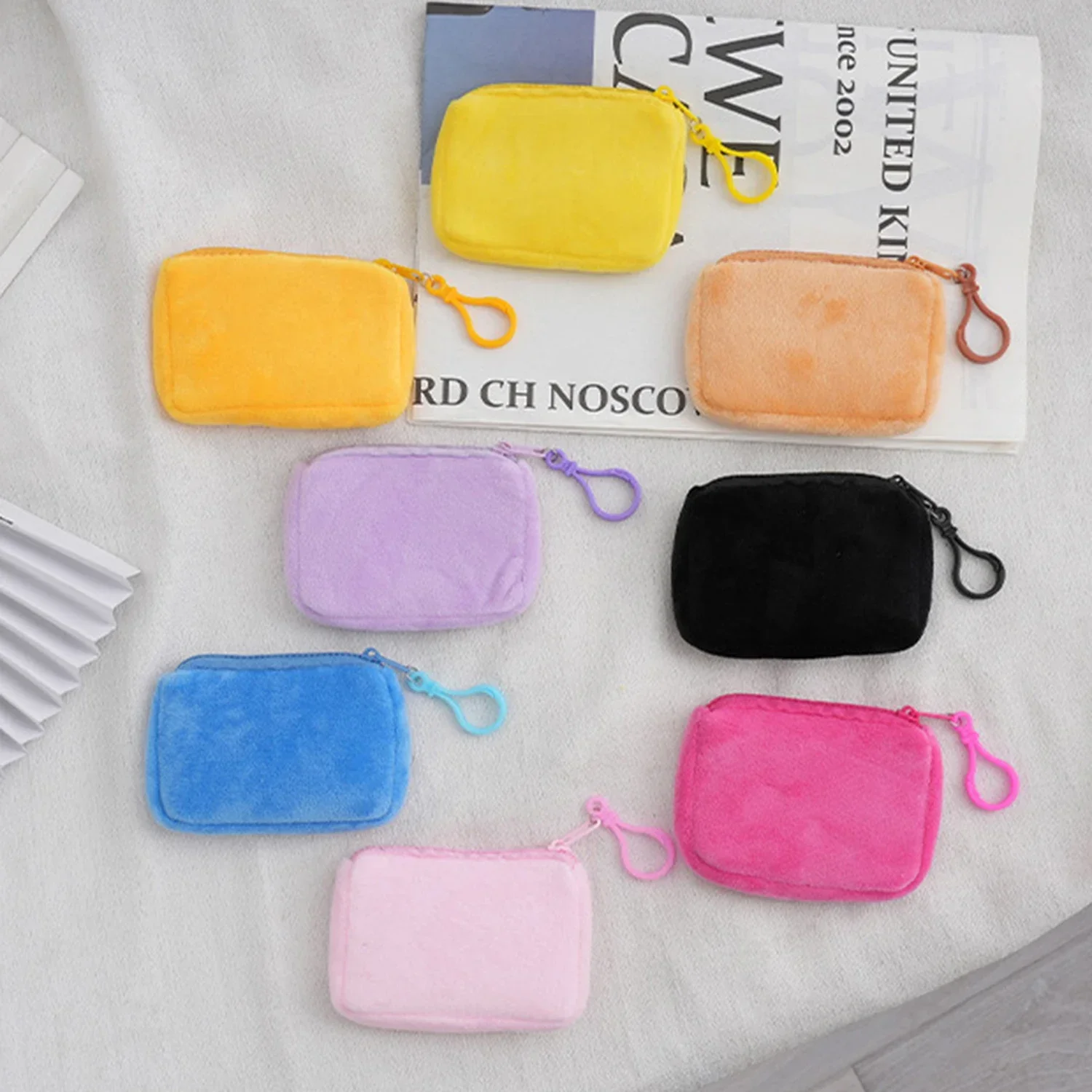 

BBA177 Solid Color DIY Coin Purse Zipper Mini Key Bag Money Pocket Women Men Simple Small Wallet