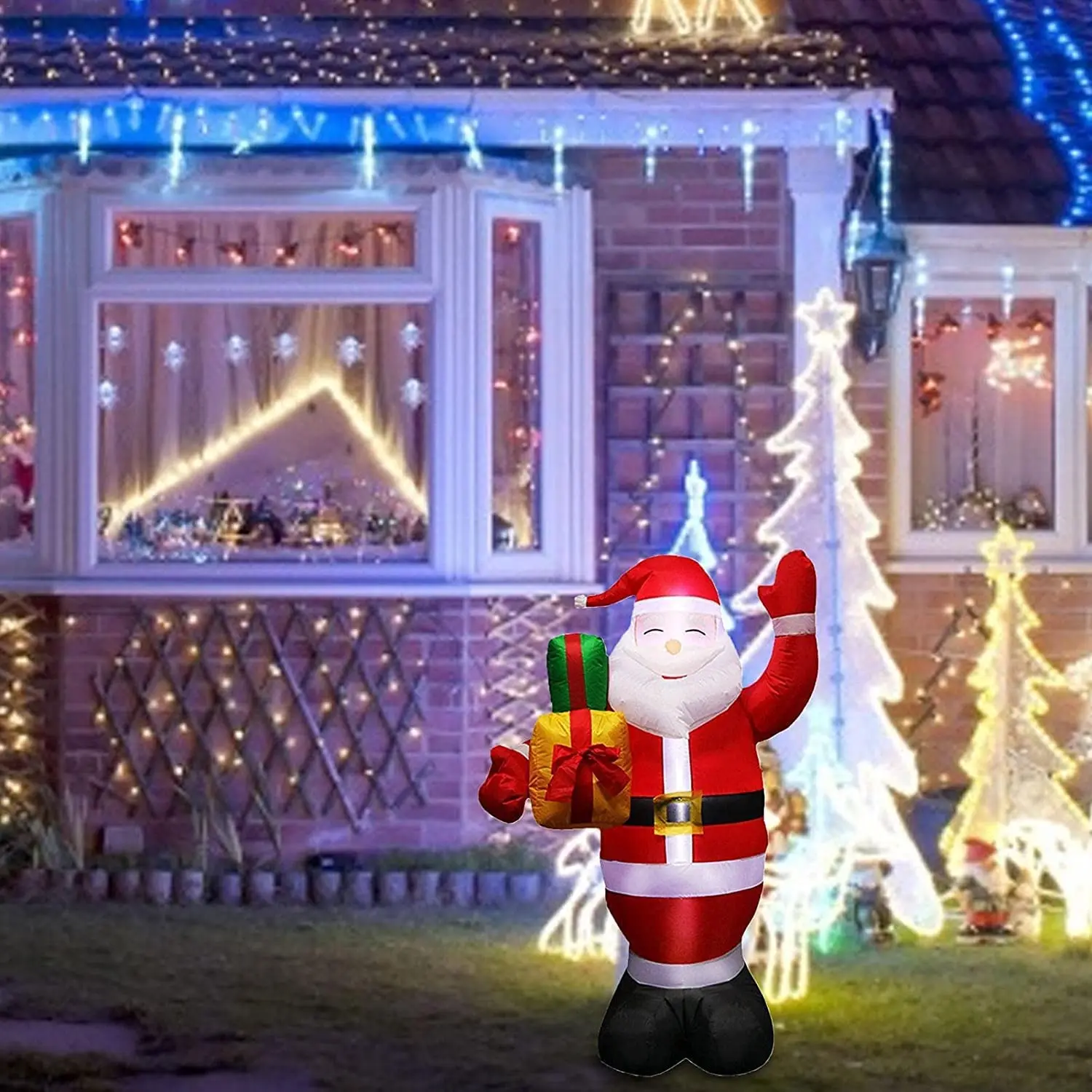 

Inflatable Santa Claus, Christmas Inflatable Exterior Decorations, 1.5 M Santa Claus with Incorporated LED Light for Christmas