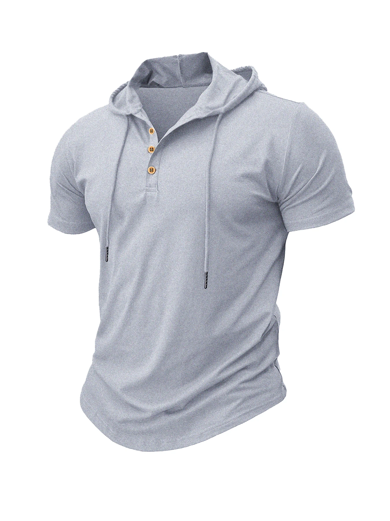 Men T Shirts  Summer Slim Fitness Hooded Short-Sleeved Bodybuilding Quick Dry Tshirt Male Gym Clothes Breathable Sports Tops - 4