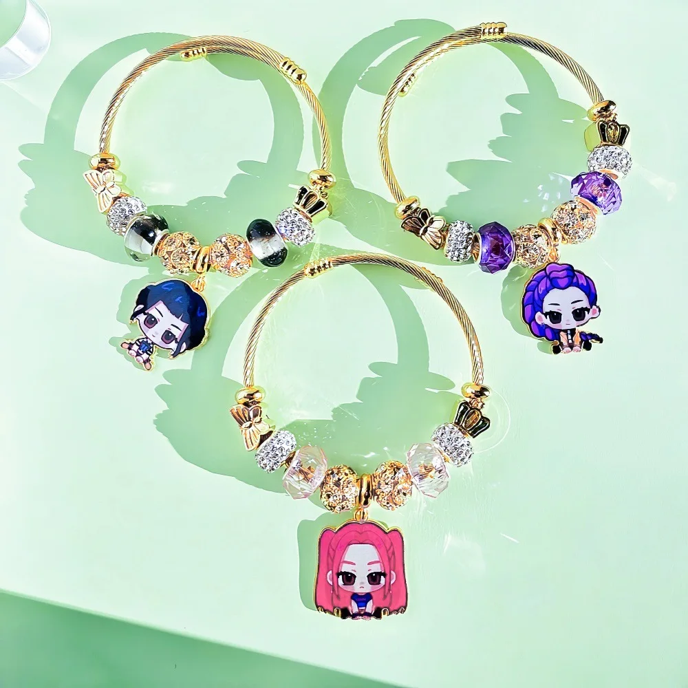 Kpop Demon Hunter Charm Bracelets – Rumi, Mira & Zoey Gold Bangle