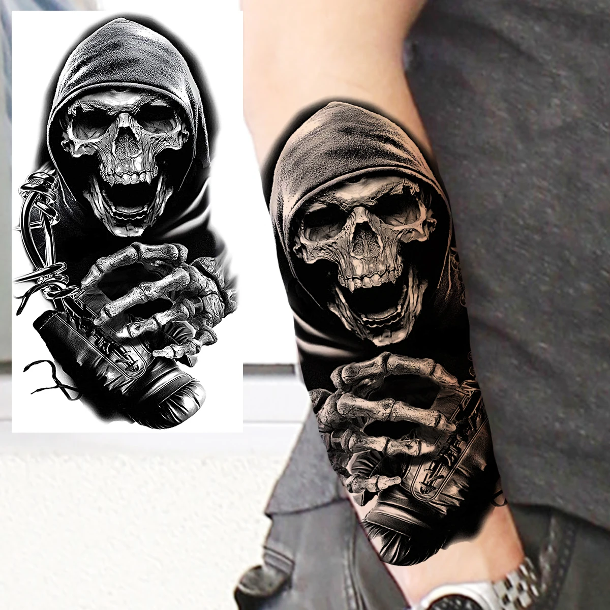 Black Wolf Forest Temporary Tattoos For Men Women Realistic Lion Samurai Skull Vampire Fake Tattoo Sticker Forearm Tatoos Custom