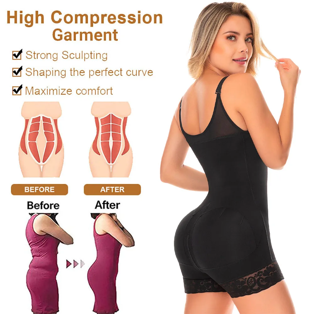 Fajas Colombianas moldeadoras De cuerpo, faja corta con ganchos De 2  líneas, espalda semicerrada, pechos libres, levantamiento De glúteos, Fajas  De Sol Leon - AliExpress