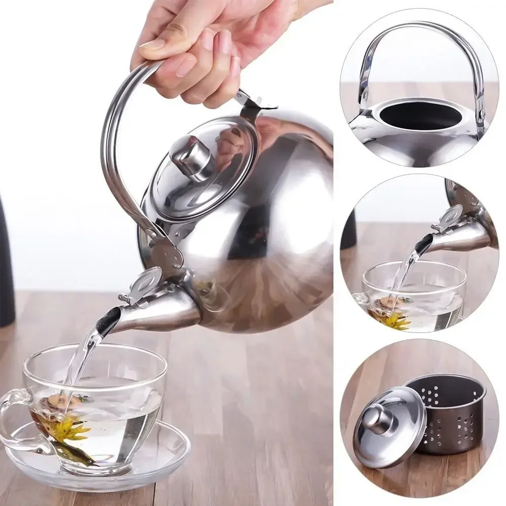 Description Picture 2 of itemStainless Steel Water Kettle Teapot With Infuser Filter Coffee Kettle Green Oolong Tea Jug Home Office Tea Coffee Tools Cookware