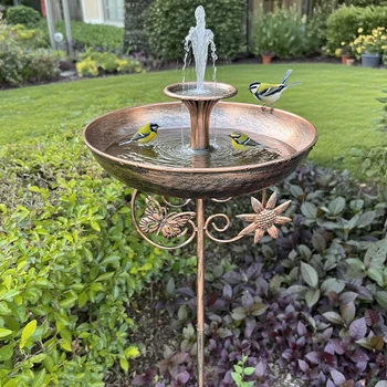 Copper Wrought Iron Bird Bath & Feeder 1