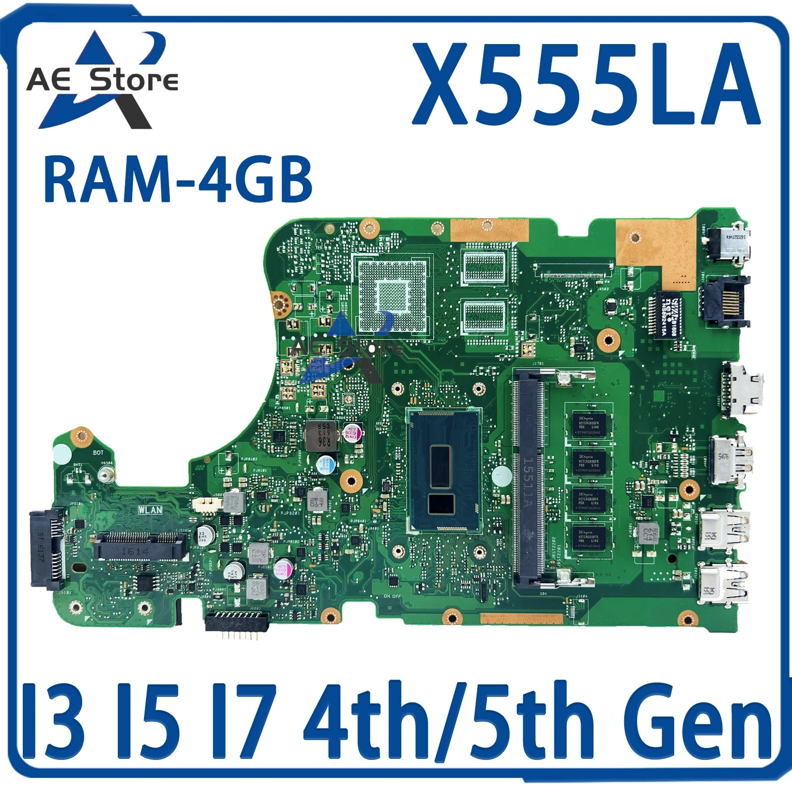 X555LA Материнская плата ASUS X555LAB A555LA K555LA F555LA X555LD X555LB материнская плата для ноутбука I3 I5 I7 4th/5th Gen 4GB-RAM UMA
