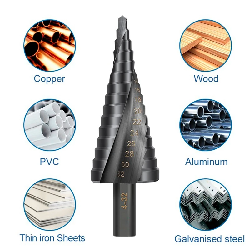 

3 Pieces Of Metal Hole Drilling Tools With Metric Step Drill Bit Metal Drill Bits For Steel (4-12/20/32Mm)