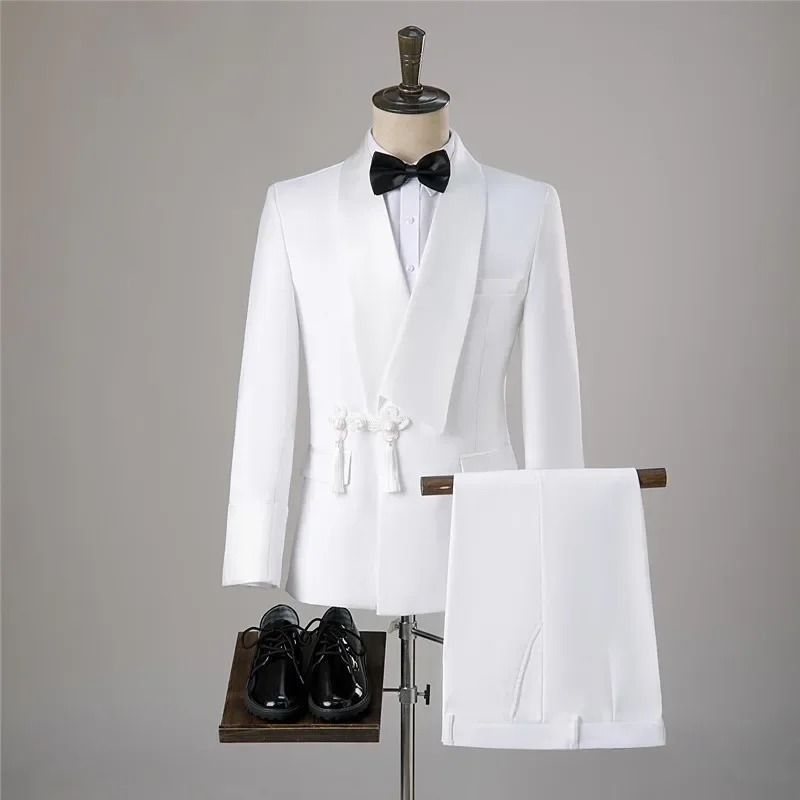 

wei10059 Green fruit collar male Chinese wedding photo suit male photo