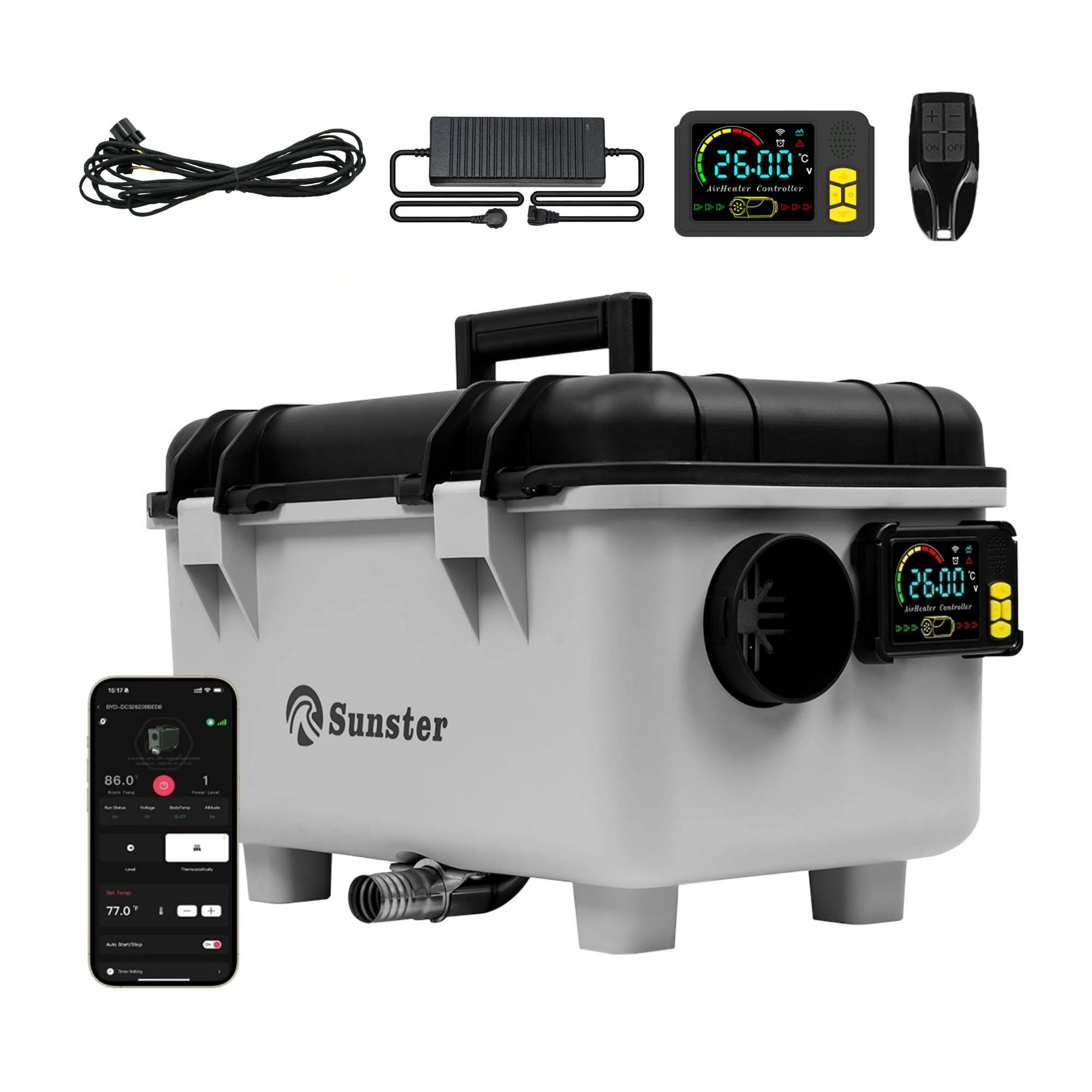 8KW 12V/24V/230V Toolbox Diesel Air Heater Quiet Night Heater W/Power Adapter/Constant Temperature/LCD Panel For Motorhome Truck