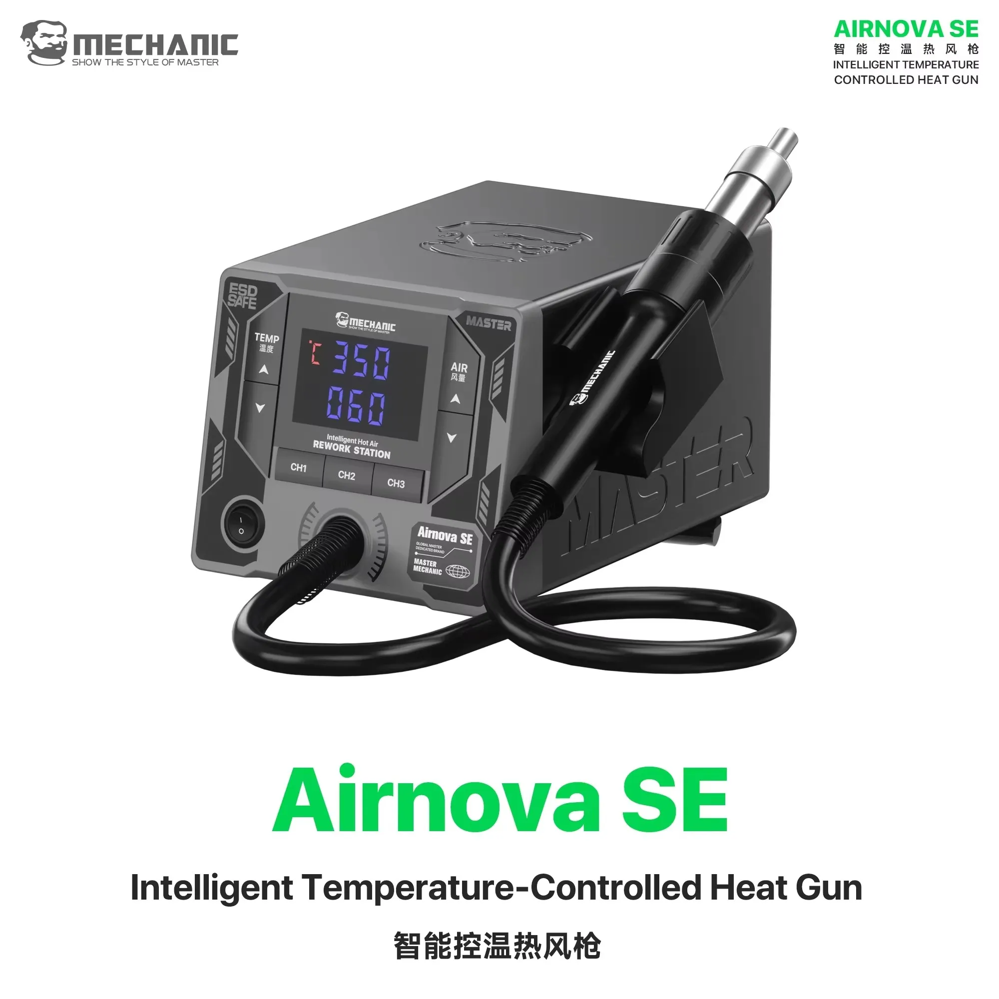MECHANIC Airnova SE 1000W 열풍 리워크 스테이션 100-500 ℃ 휴대폰 PCB 납땜 수리용 디지털 디스플레이 디솔더링 스테이션