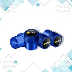Sleek Metal Wheel Tire Dust - Proof Valve Caps with RS Logo - Set of 4 (D)