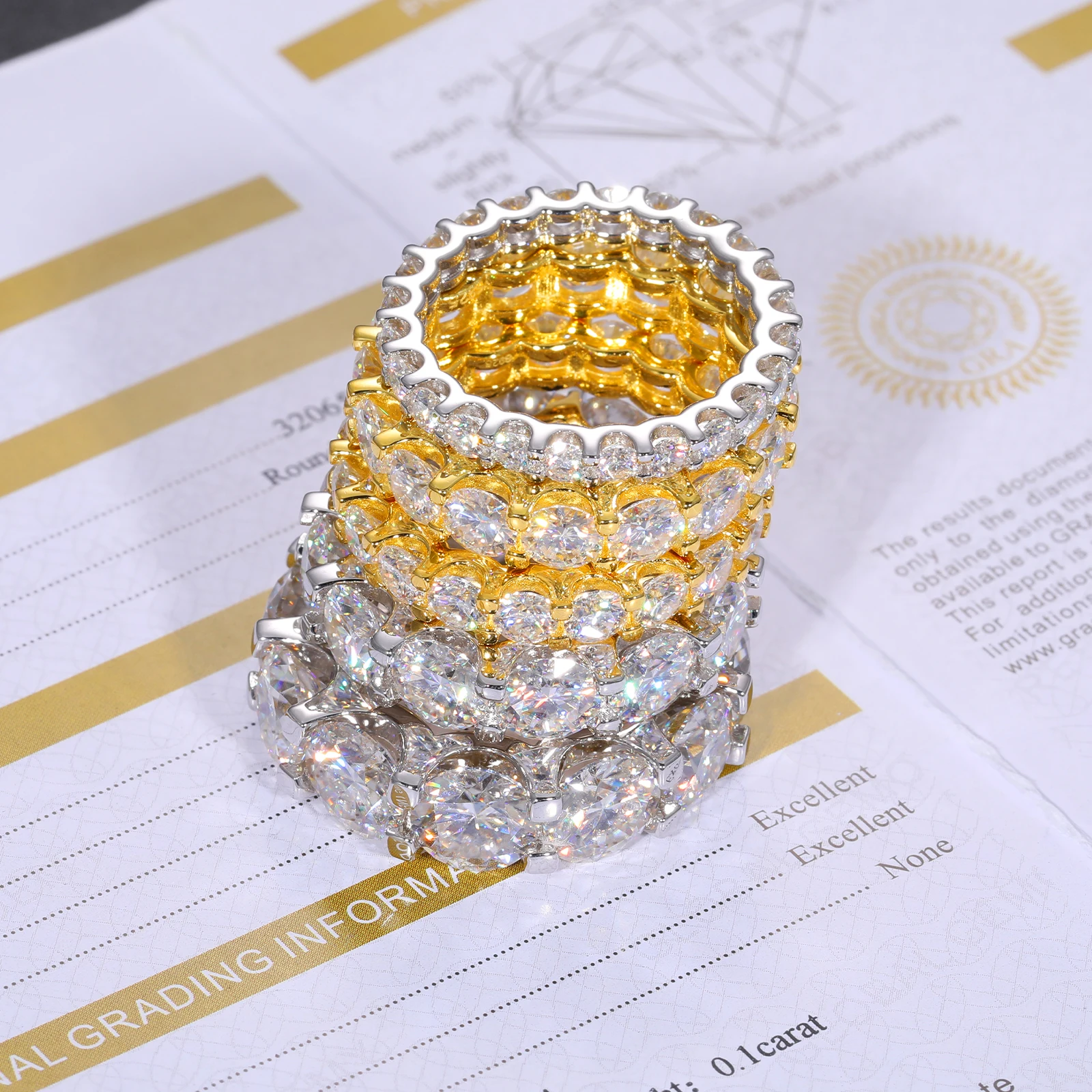 Bague de luxe en argent 925 pour hommes, bague en Moissanite