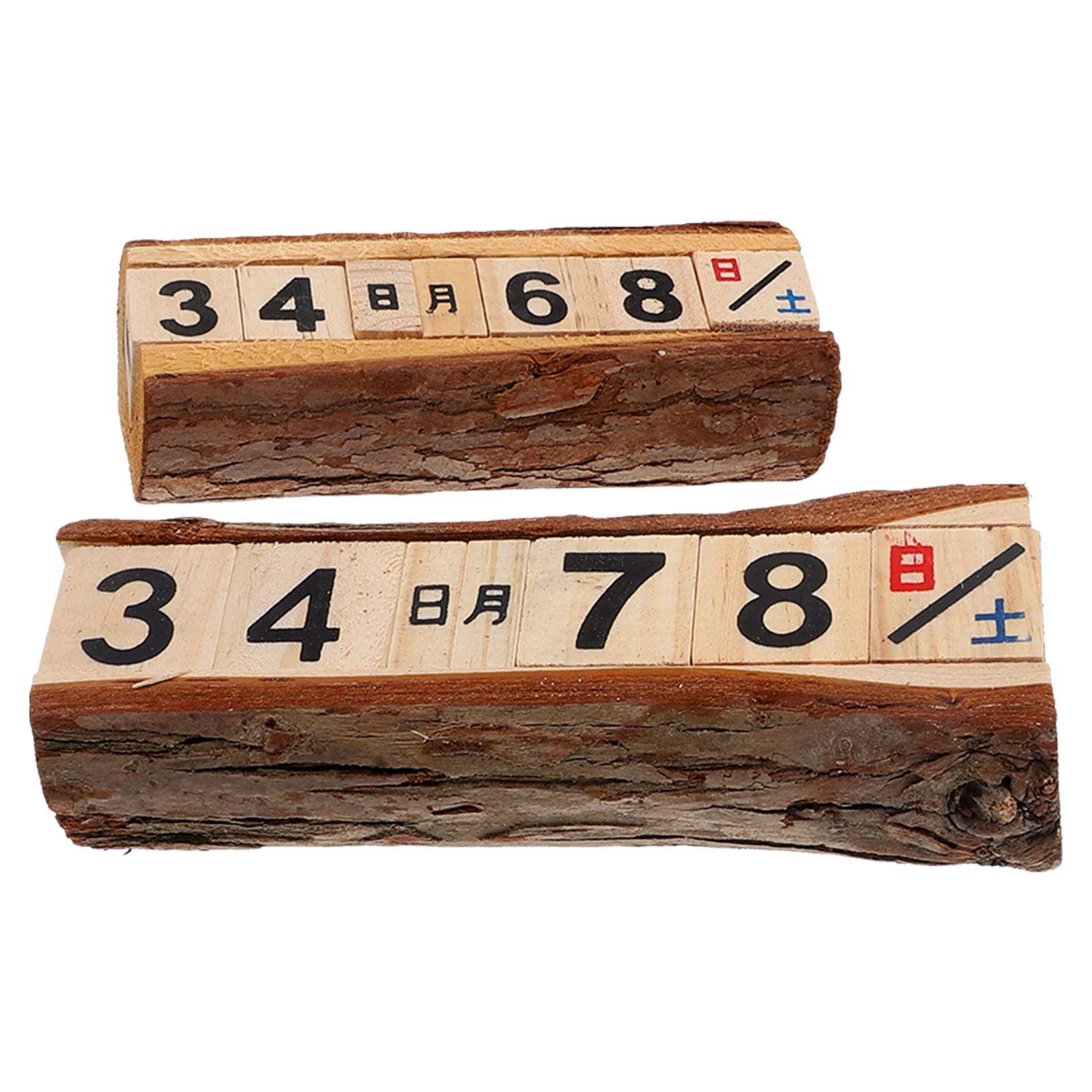 2Pcs Office Wood Calendar Retro Table Calendar Decorative Block Calendar Home Supply 2pcs retro wooden lock treasure chest jewelry storage box container holder