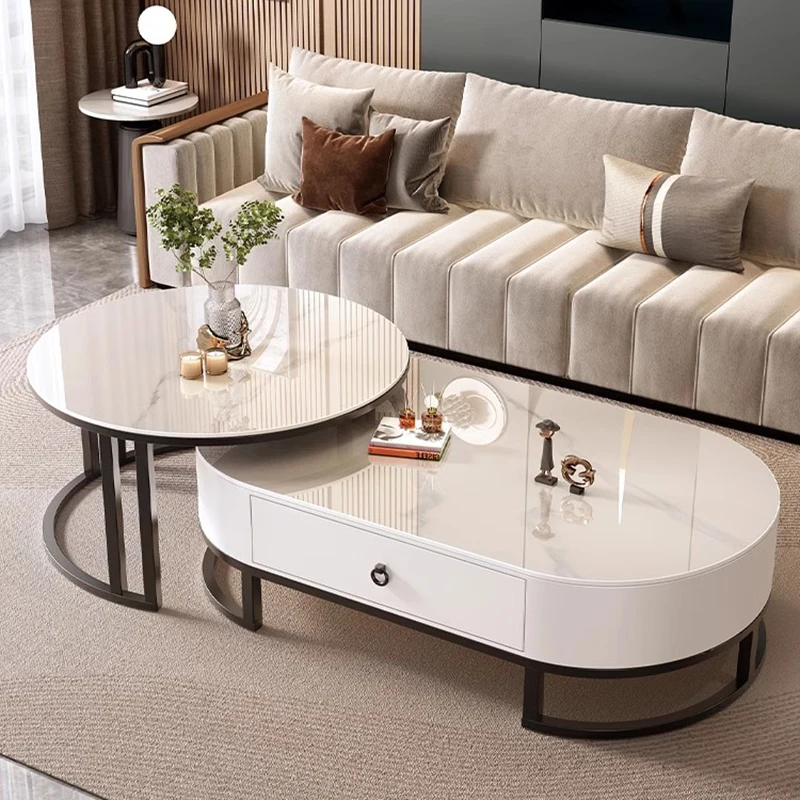 

Современный кофейный столик, мобильный белый скандинавский зеркальный кофейный столик, многофункциональная мебель для гостиной
