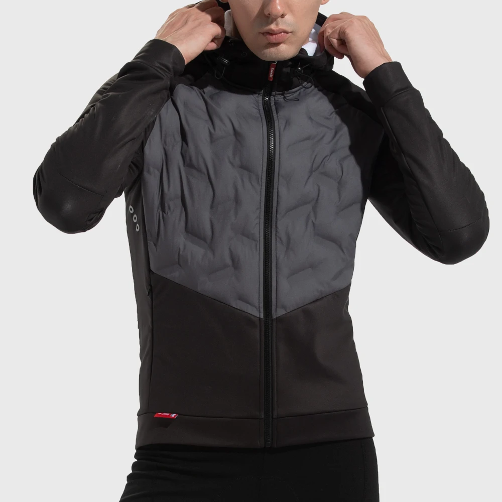 Santic Men's Winter Cycling Jacket Cotton Thicken Warmth New Cycling Jacket Hooded Warm Windproof Road Bike M0C01120