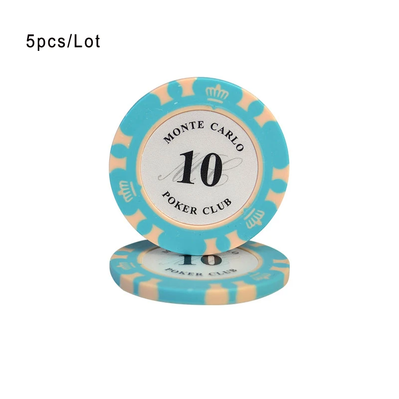 5pcs/Lot Crown Texas Poker Mahjong Chips 4X0.33cm Casino Coins Baccarat Card Protector Outer Fired Clay Inner Iron Sheet 14g