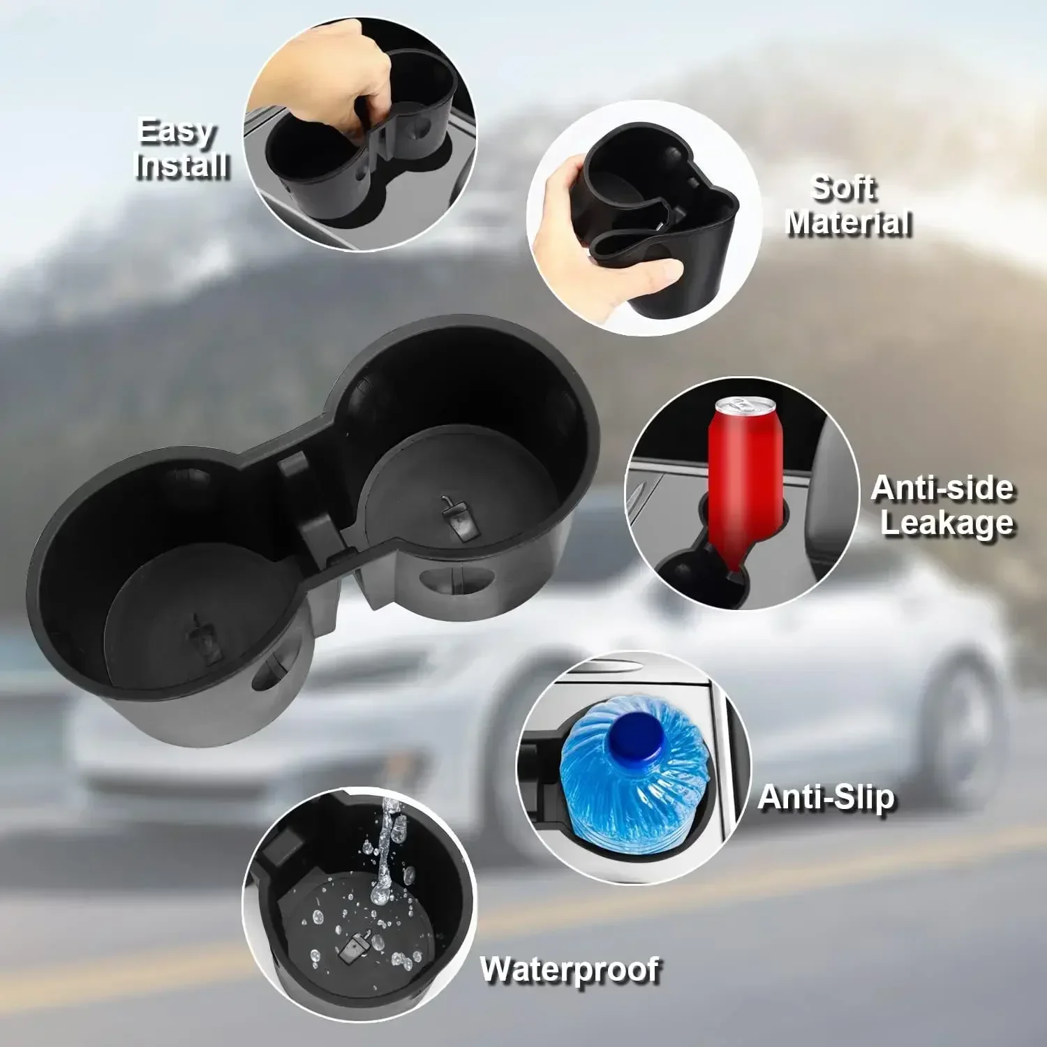 For Tesla Model Y Juniper Model 3 2025 Center Console Water Cup Holder TPE Coaster Mat Pad Model Y Juniper Organizer Accessories