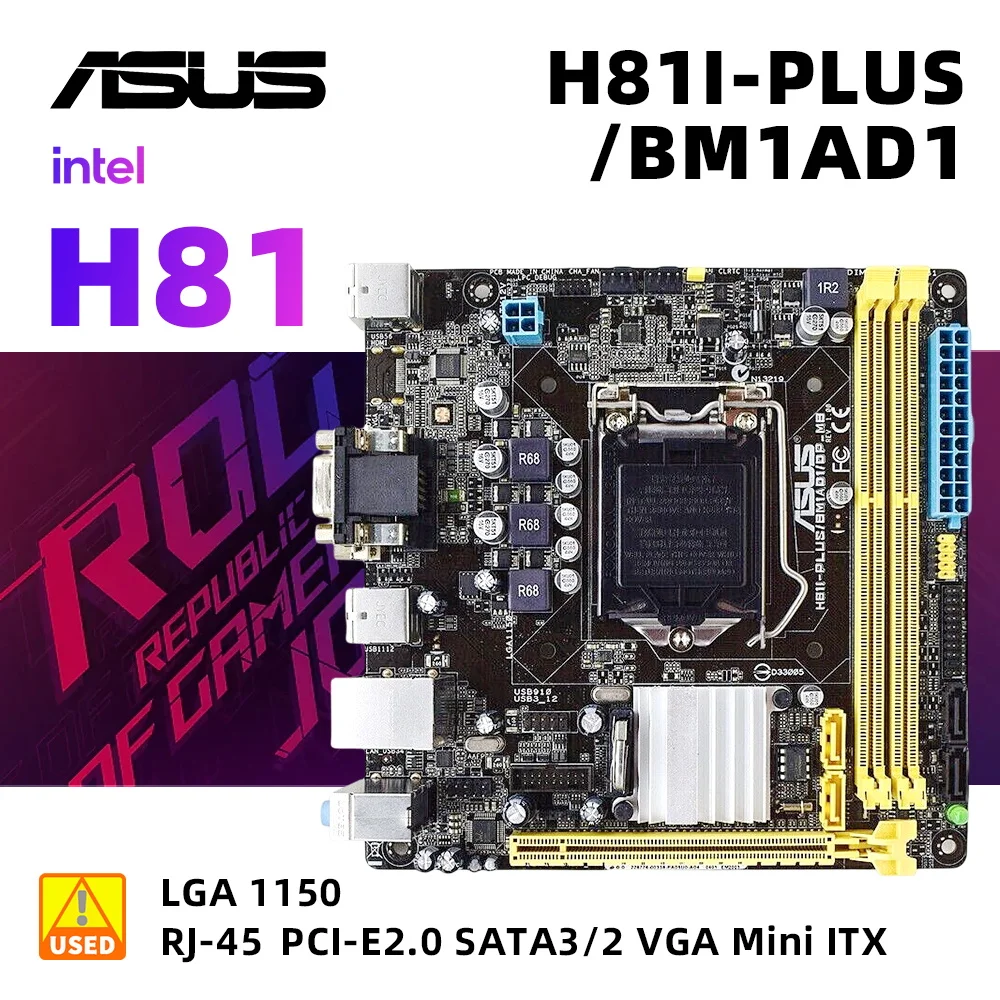 

ASUS H81I-PLUS Motherboard Kit Intel H81 Chipset LGA 1150 For Intel 22nm CPU Core i7 i5 i3 Celeron H81I-PLUS/BM1AD1+I3 4130