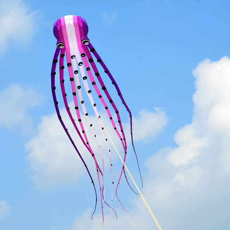 free shipping purple crystal octopus kite ripstop nylon  kite line walk in sky kites for adults 3d kite  outdoor toys software
