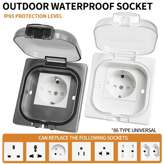 IP65 Waterproof Outdoor Socket, 16A High Power Wall Plate, 250V US/Thai Style 10A Receptacle, Bathroom & Weatherproof Electrical 1