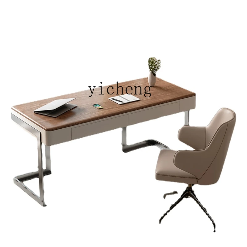 

Xl Solid Wood Desk Italian Minimalist Walnut Computer Desk Combination
