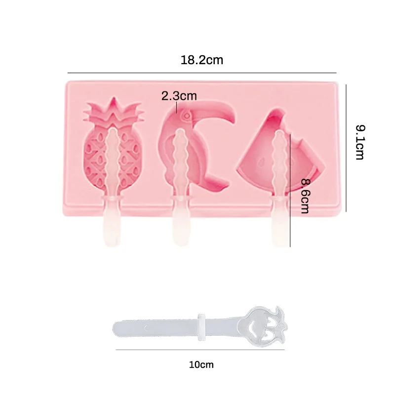 Silicone Ice Cream Mold with Lid, Animals Shape Jelly Mold, Children Handmade DIY Dessert Popsicle Ice Grid with Popsicle Stick