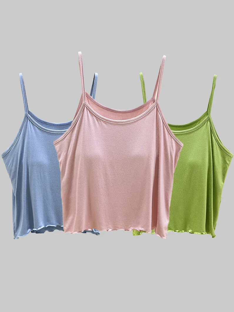 Modal One-Piece Strap Vest Women Summer Svel Top Large Size Loose No Bra Needed Base irt July Deer Pure Color