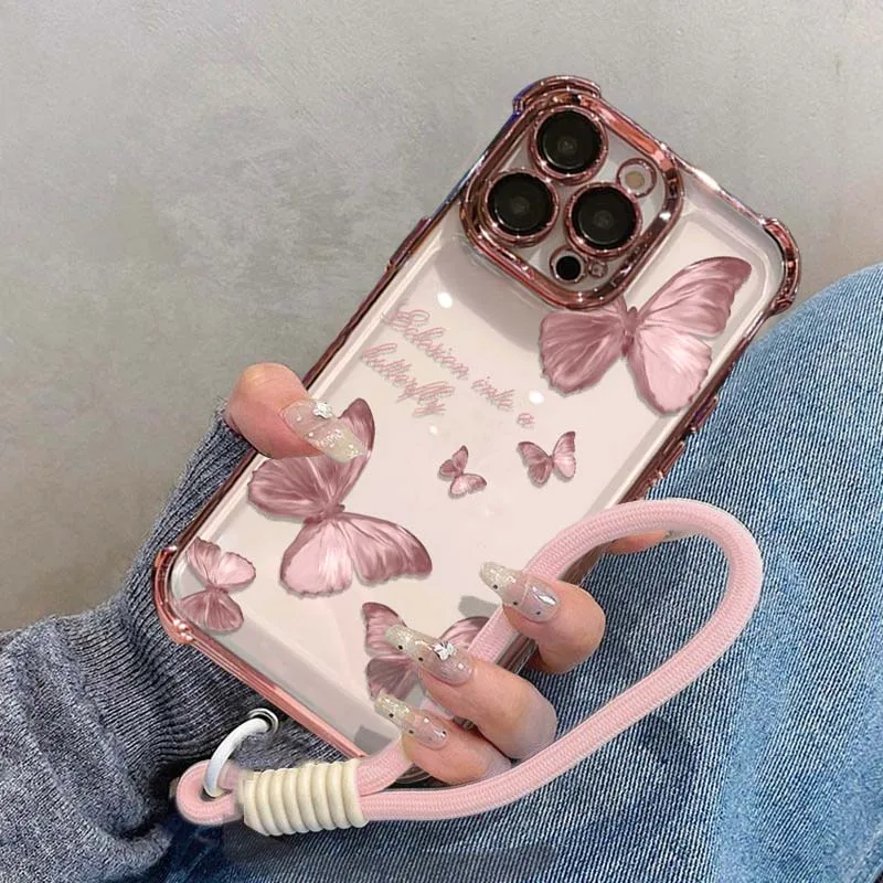 Butterfly Design Phone Case with Strap Cover
