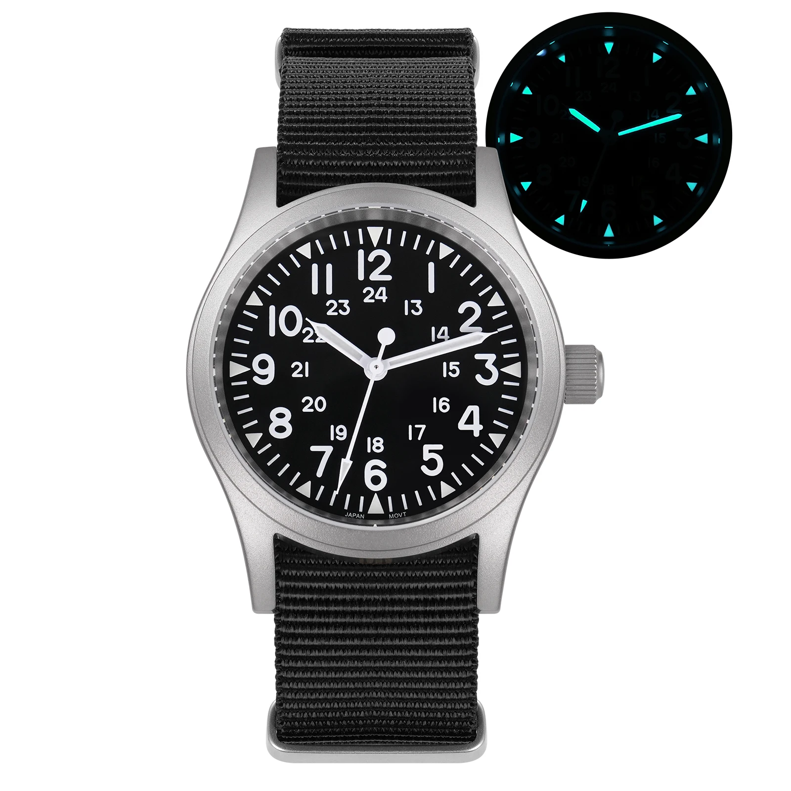 Militado ML05 Field Watch Quartz VH31/VH60 Movement Domed