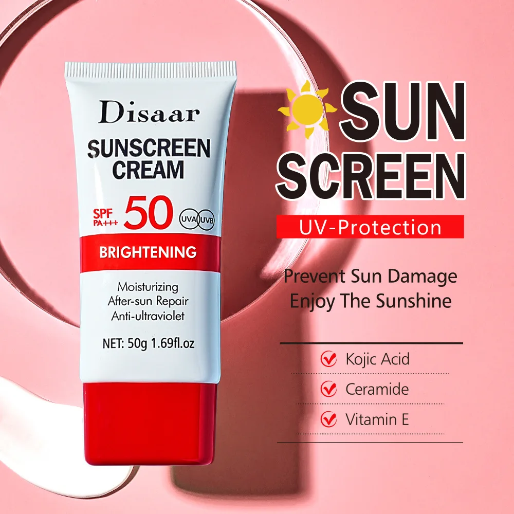 SPF50 Face Body Sunscreen Cream Long Lasting Waterproof UV Protector Sunblock Moisturizing Brightening Skin Protective Cream 50g