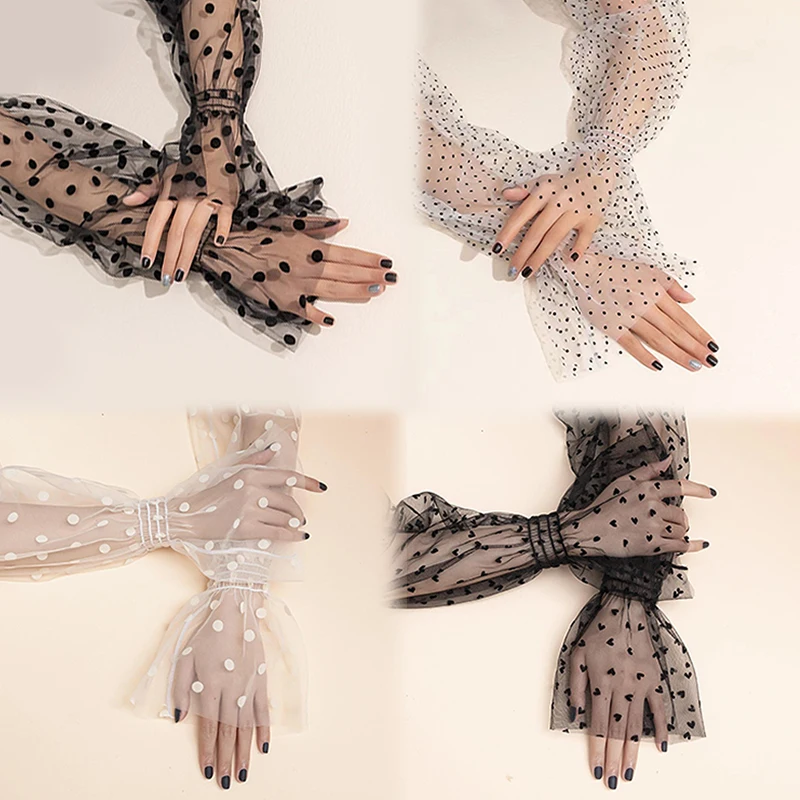 

Summer Lace Mesh Sunscreen Gloves For Women's Ice Thin Uv Resistant Sleeves For Riding Long Arm Protection Stockings