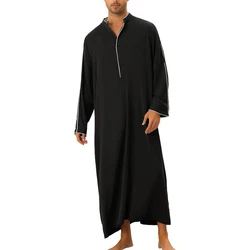 Mens Tops Mens Robe Muslim Gown Polyester Regular Solid Color Crew Neck Daily Full Length High Quality Long Sleeve