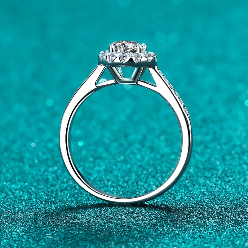 18k White Gold Women's Diamond 1ct D Color Moissanite Wedding Ring Four Claw Round Bag Luxury Platinum Pt950 Group Jewelry 3