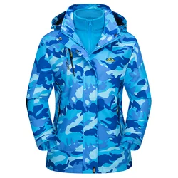 Women's 3-in-1 Waterproof Winter Jacket - Fleece Lined Ski and Outdoor Parka - CN 3XL (US XL) (Sky Blue Camo)