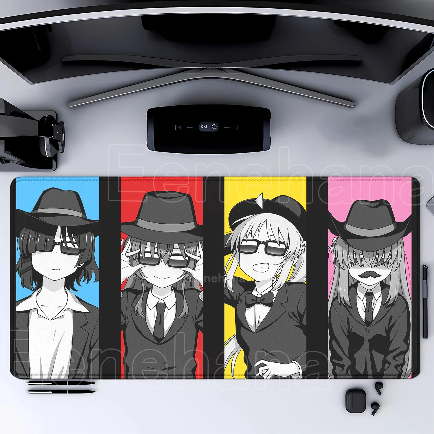Bocchi The Rock Large Gaming Mousepad - HD Print Rubber Desk Mat with Locking Edge and Non-Slip Base