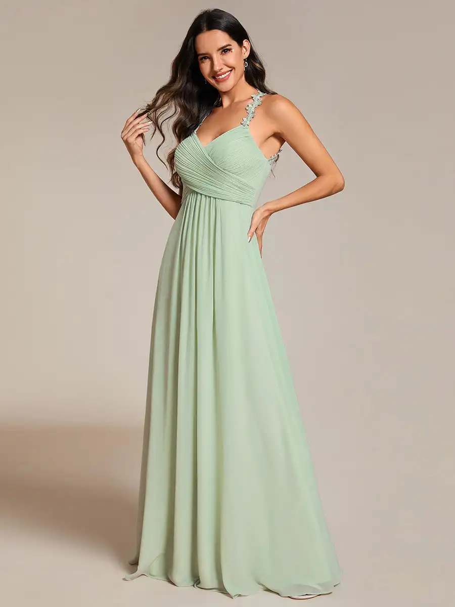 Elegante Avondjurken Halter Hals Backless Cross Strap Mouwloos 2024 Altijd Mooi Van Chiffon Mintgroene Bruidsmeisje Jurk