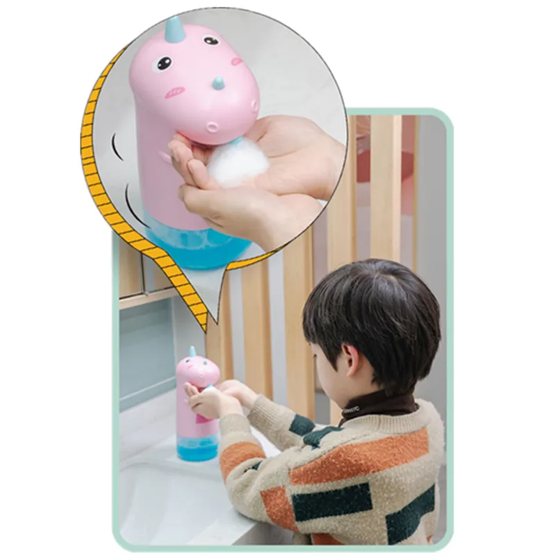 Unicorn Automatic Rechargeable Battery Soap Dispenser Foam Cute Cartoon Touchless Hand Sanitizer Bottle ABS Kid Bathroom 250ml soap dispenser hand sanitizer dispenser refillable bottle soap dispenser bottle foaming soap dispenser refillable plastic bottles foam pump bottle