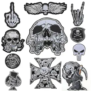 Skull Iron On Patch on Clothes, Gothic Goth Patches, Clothing