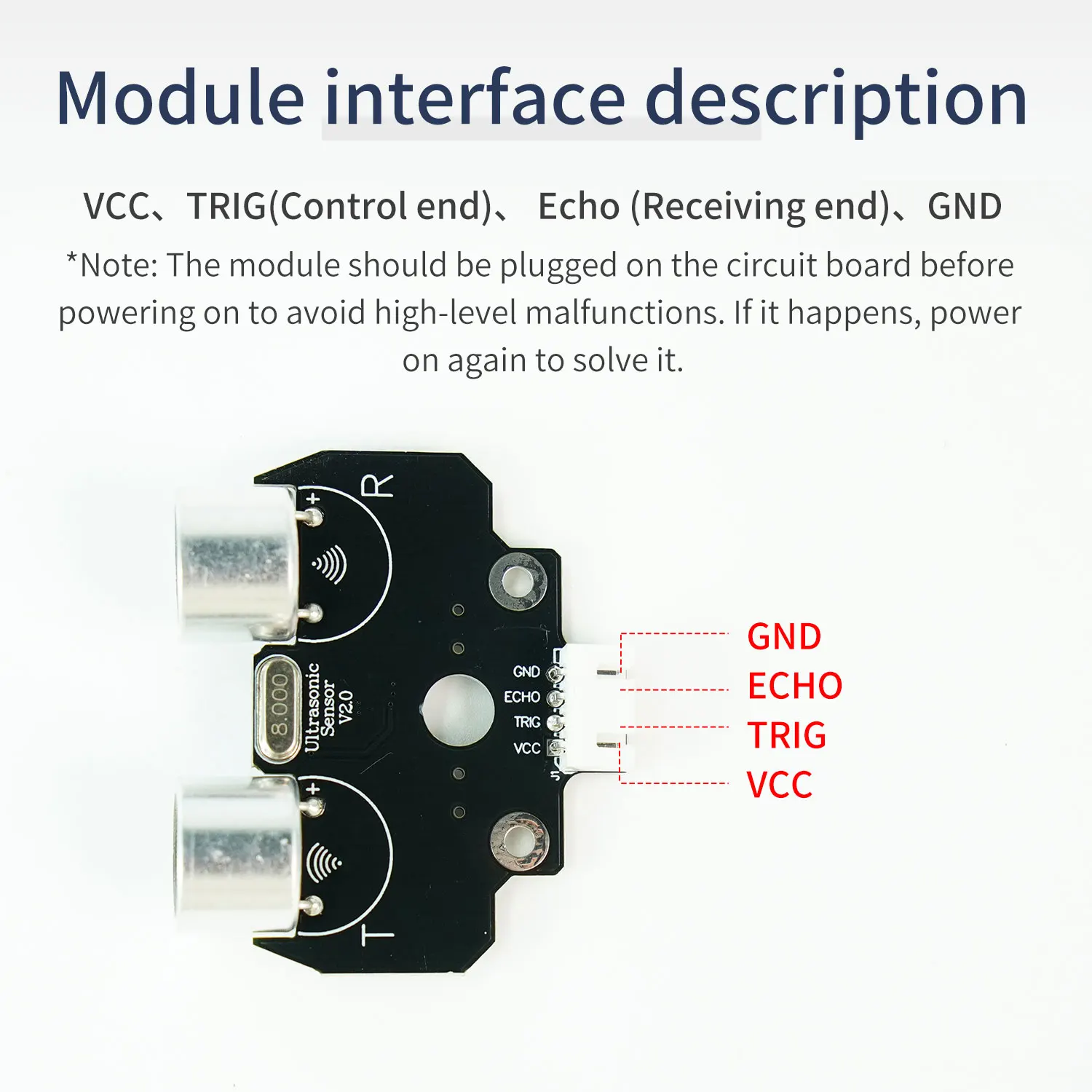 Yahboom Horizontal Ultrasonic Measuring Sensor Distance Module with XH2.54-4Pin Port for Smart Car and DIY Electronic Project