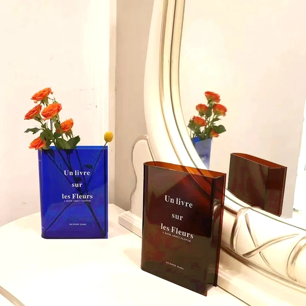 Creatitive Book Letter Acrylic Vase Artistic Transparent Flowers Vase Hydroponic Decorative Vase Desktop Bookshelf Ornament 4
