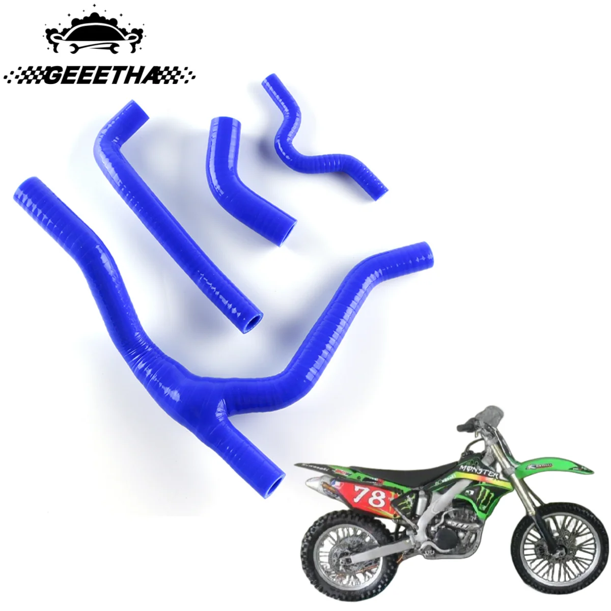 

For 2007-2008 KAWASAKI KXF 250 Motorcycle Silicone Radiator Coolant Pipe Tube Hose Kit