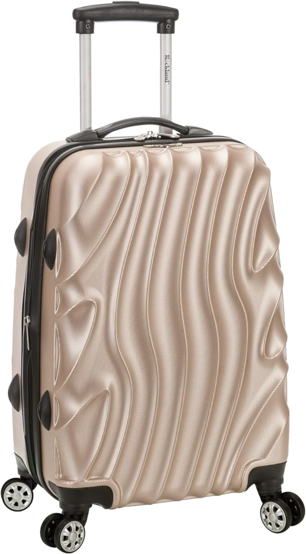 

Rockland Melbourne Hardside Expandable Spinner Wheel Luggage, Gold Wave, 22"X13. 5"x9" (with wheels) Carry-On 20-Inch