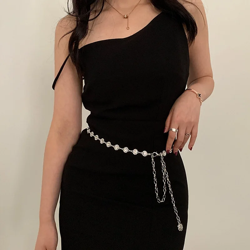 Silber Retro Taille Kette Zubehör Metall Kette Gürtel frauen Neue Sommer Vielseitig Match Röcke Hosen Dünne Leder Gürtel Trendy – Detail 17