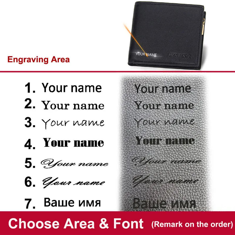 New Short Men Wallets High Quality Card Holder Classic Men's Purses Name Customized PU Leather Photo Holder Small Male Wallet 6