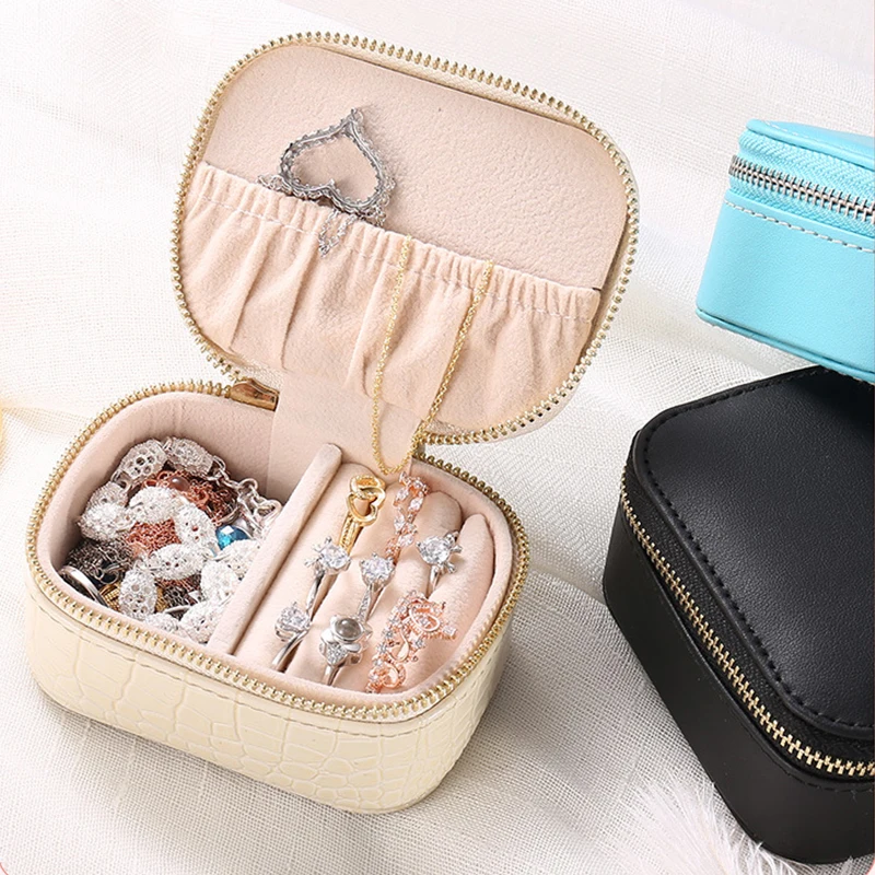 

New Travel Jewelry Packing Gift Box Cosmetic Makeup Organizer Case Earrings Rings Necklaces Display Storage Zipper Jewellery Bag