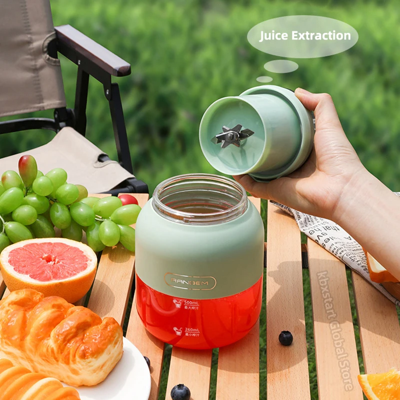 Wireless Portable Juicer 500ml Milkshake Mixer Juice Maker Smoothie Blender  USB Rechargeable Juice Cup for Home Kitchen 2600mAh