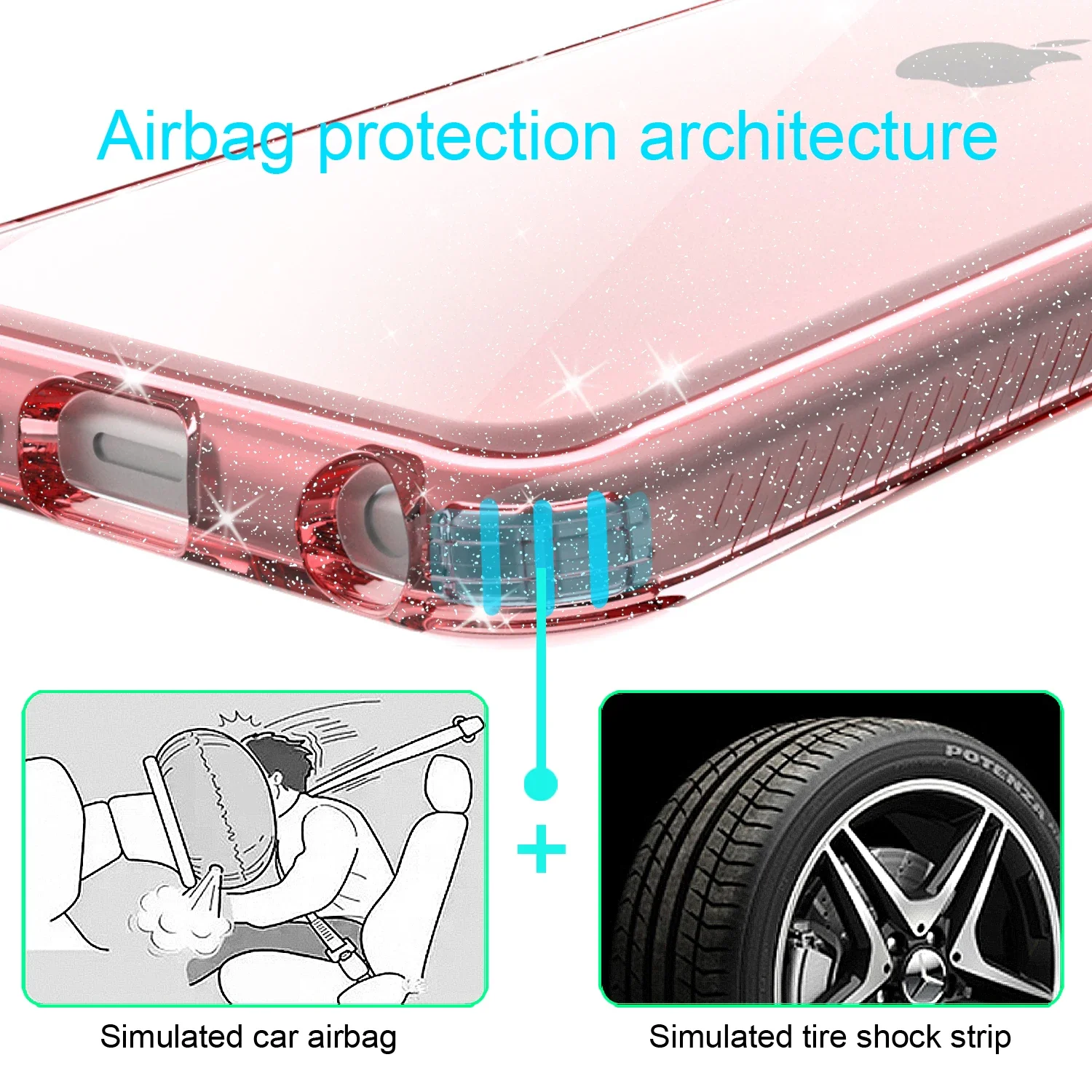Luxury Bling Soft Silicone Shockproof Transparent Protective Case