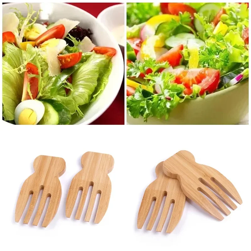 Wooden Spoon Serving Spoon Dining Spoon Dinnerware Set Rice Sieve Spoon Kitchen Tool Forks 2Pcs Bamboo Salad Hands Natural Rice Spoon Non-stick Soup Unpainted Wooden Stirring Fork Utensils Tableware