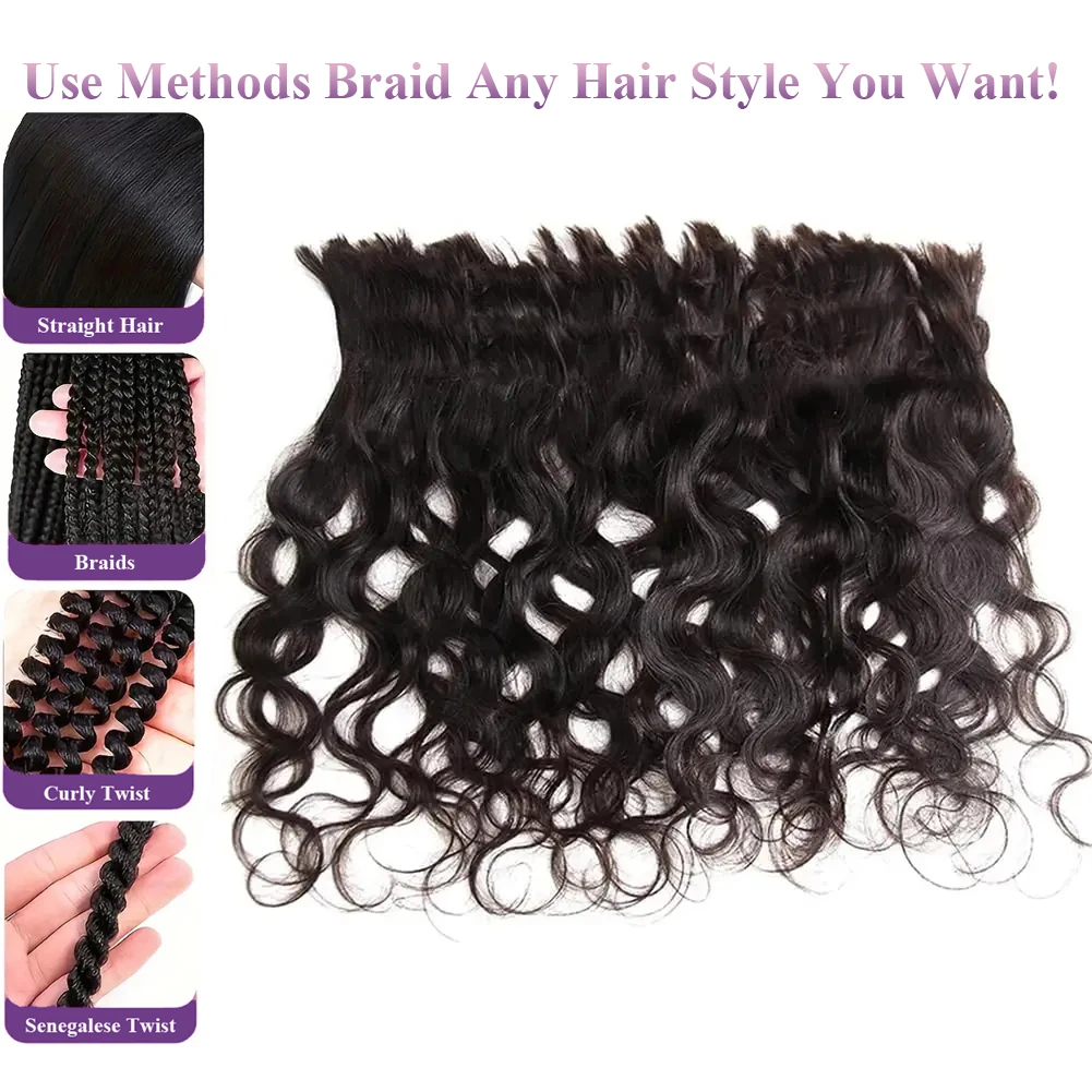 Human Braiding Hair Body Wave Bulk Human Hair For Braiding No Weft 10A Brazilian Curly Human Hair Extensions For Boho Braids 4